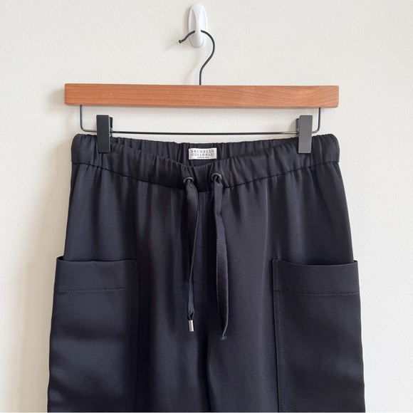 BRUNELLO CUCINELLI • Satin Cady Cargo Track Pant in Black - Picture 4 of 14